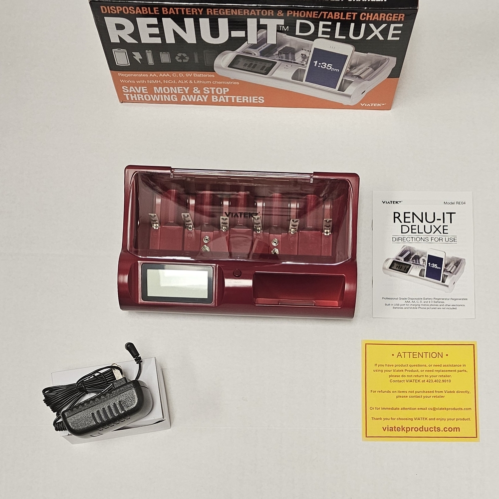 Viatek Renu-It Deluxe Battery Charger in Red